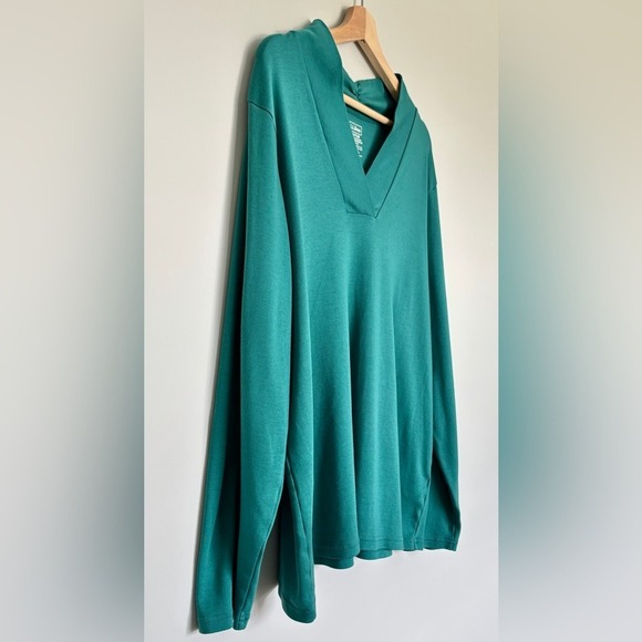 LL Bean Women's Size 3X Pima Cotton Tee Shawl Long Sleeve Teal Business Casual - Picture 4 of 11